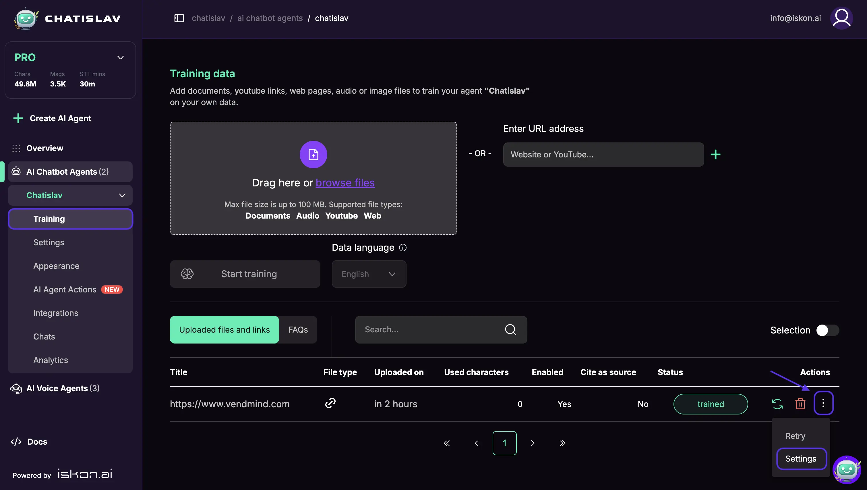 Resync settings