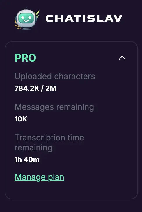 sidebar plan stats