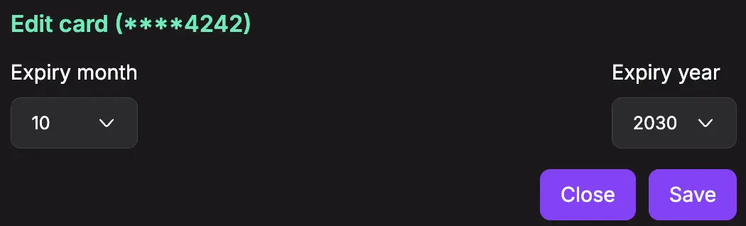 Payment Method add