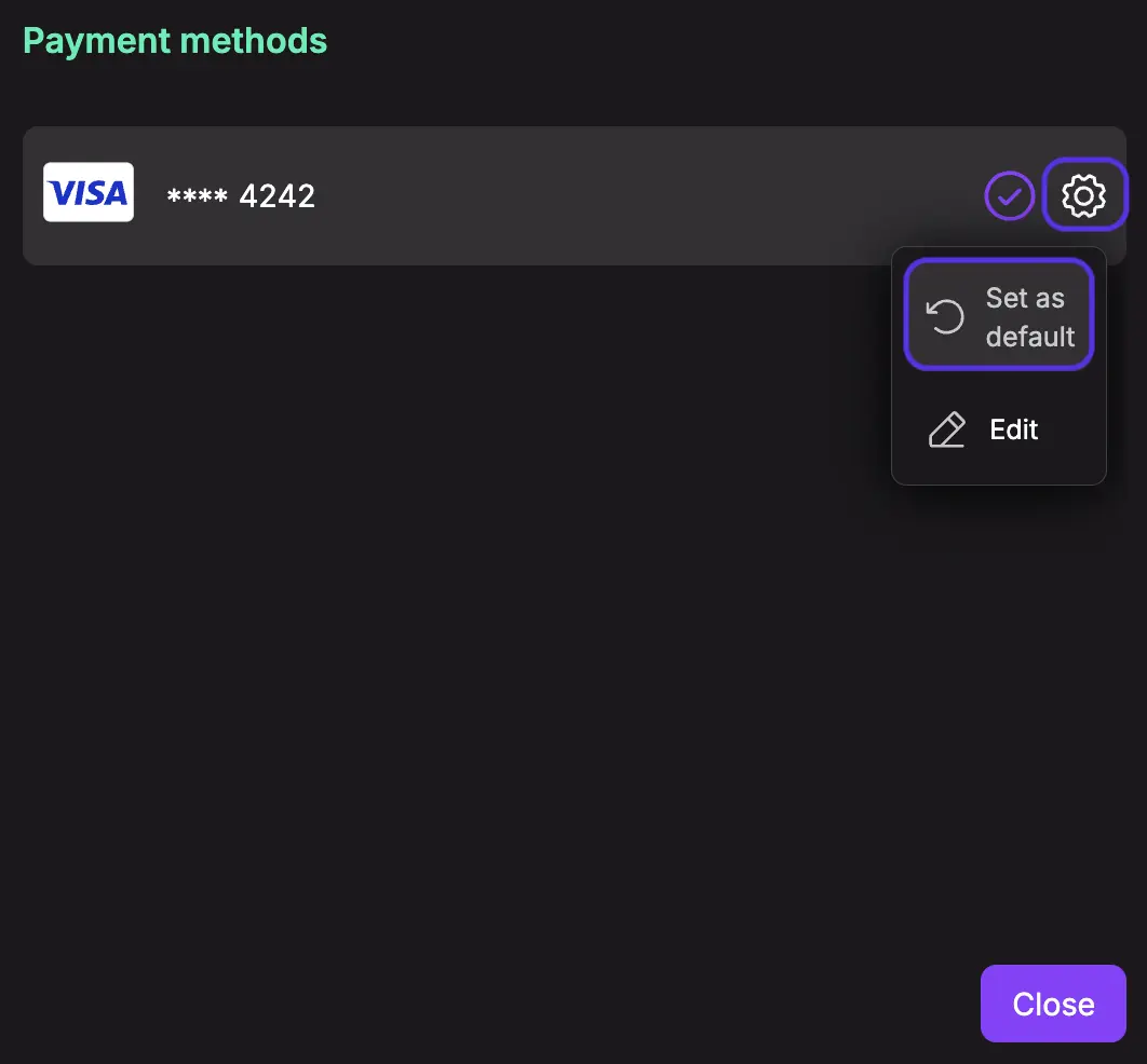 Payment Method add