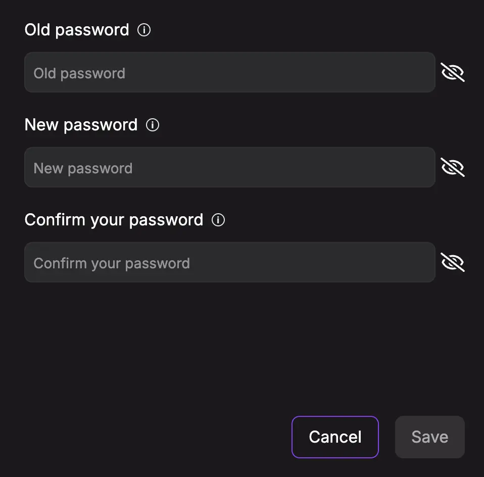 Password change modal