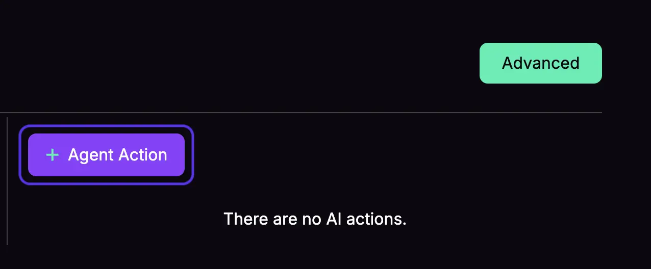 agent actions sidebar item