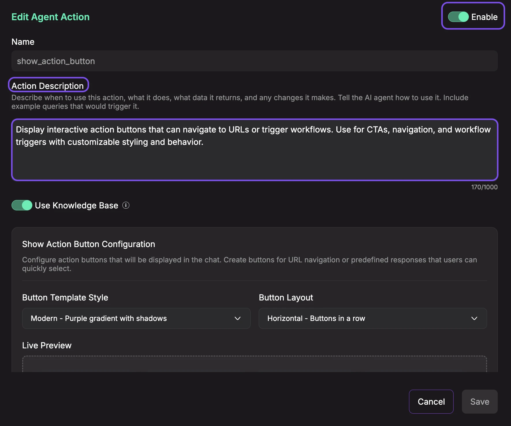 Show Action Button Description