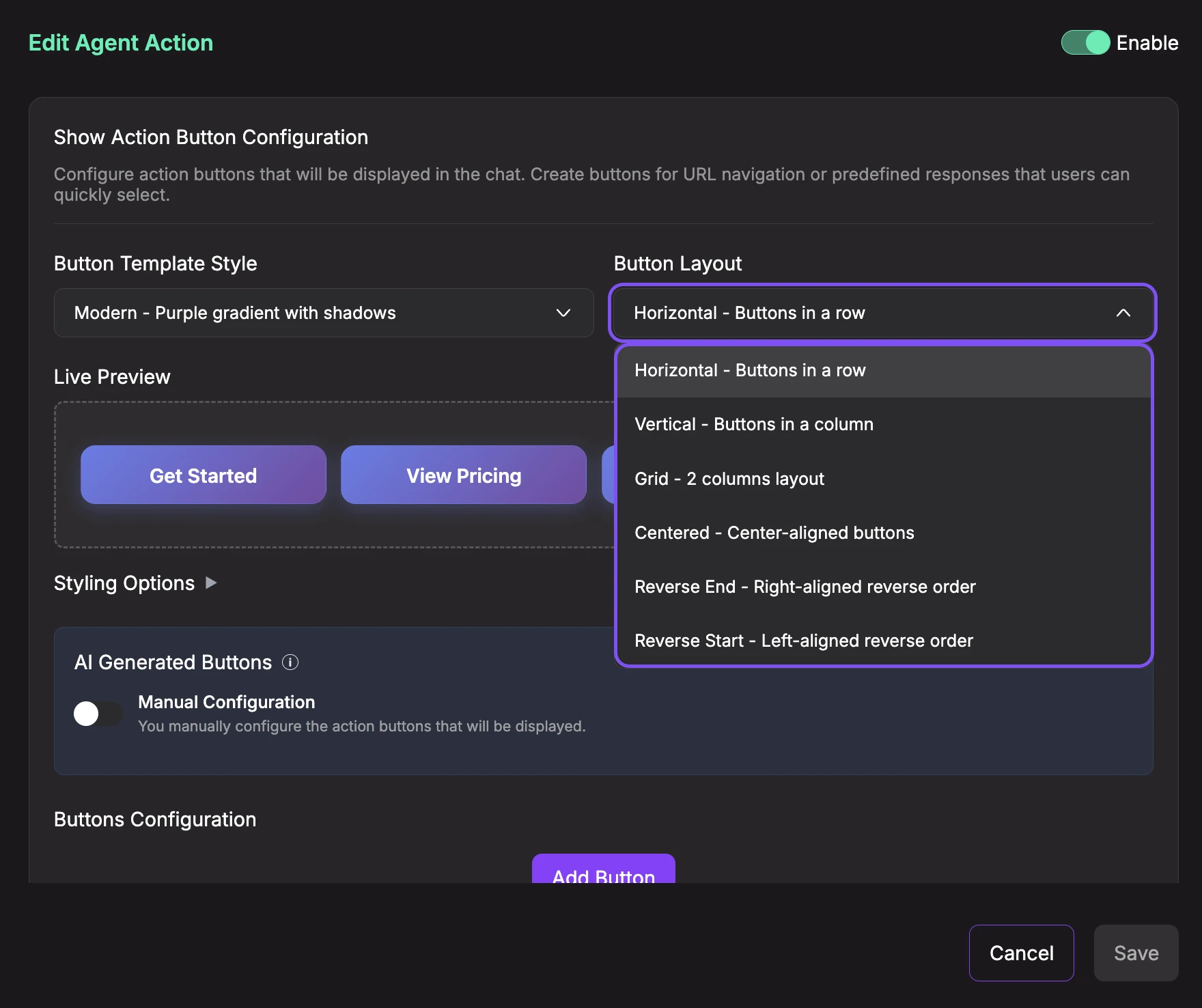 Button Layout Options