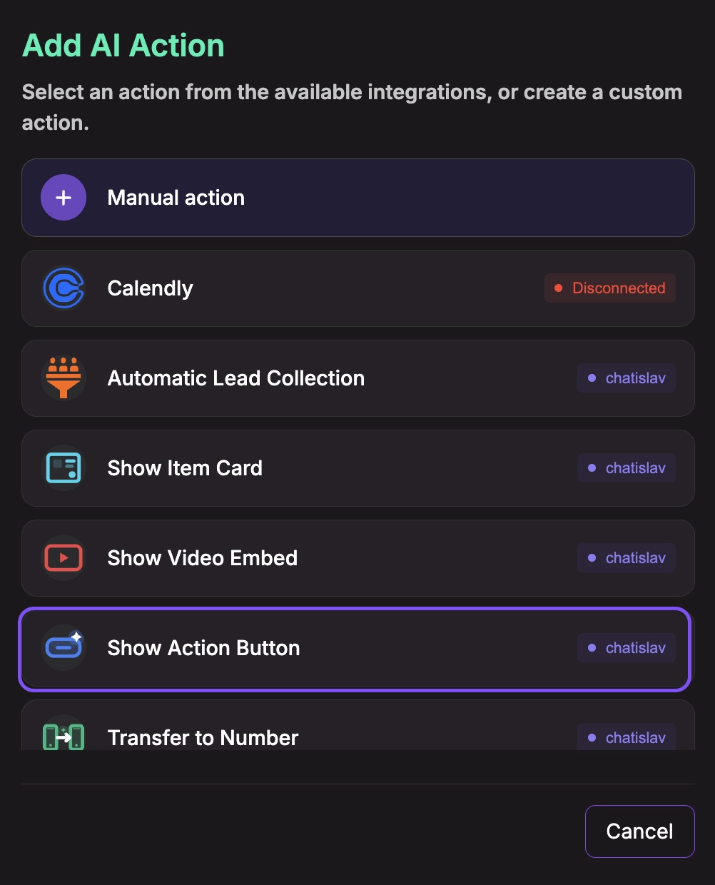 Show Action Button