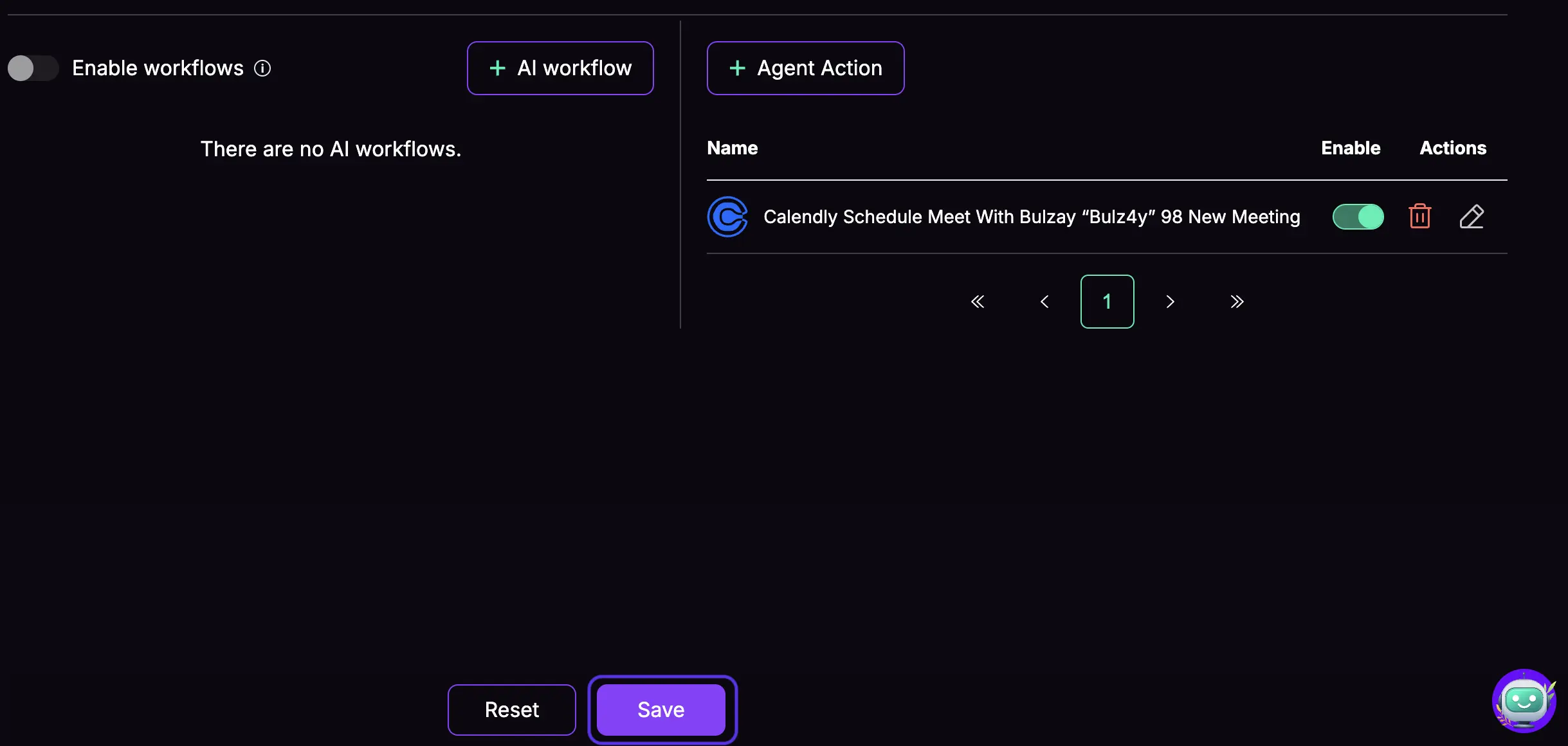 Save Calendly action changes
