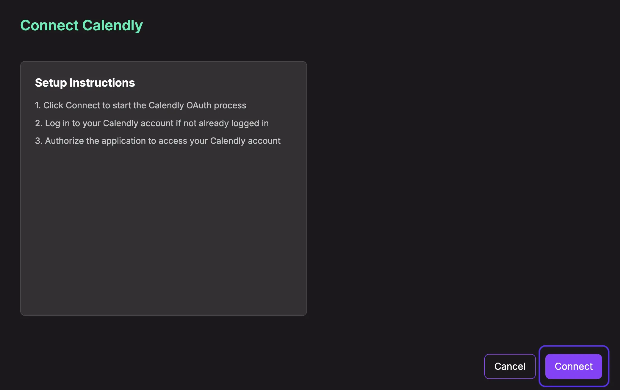 Calendly authorization modal
