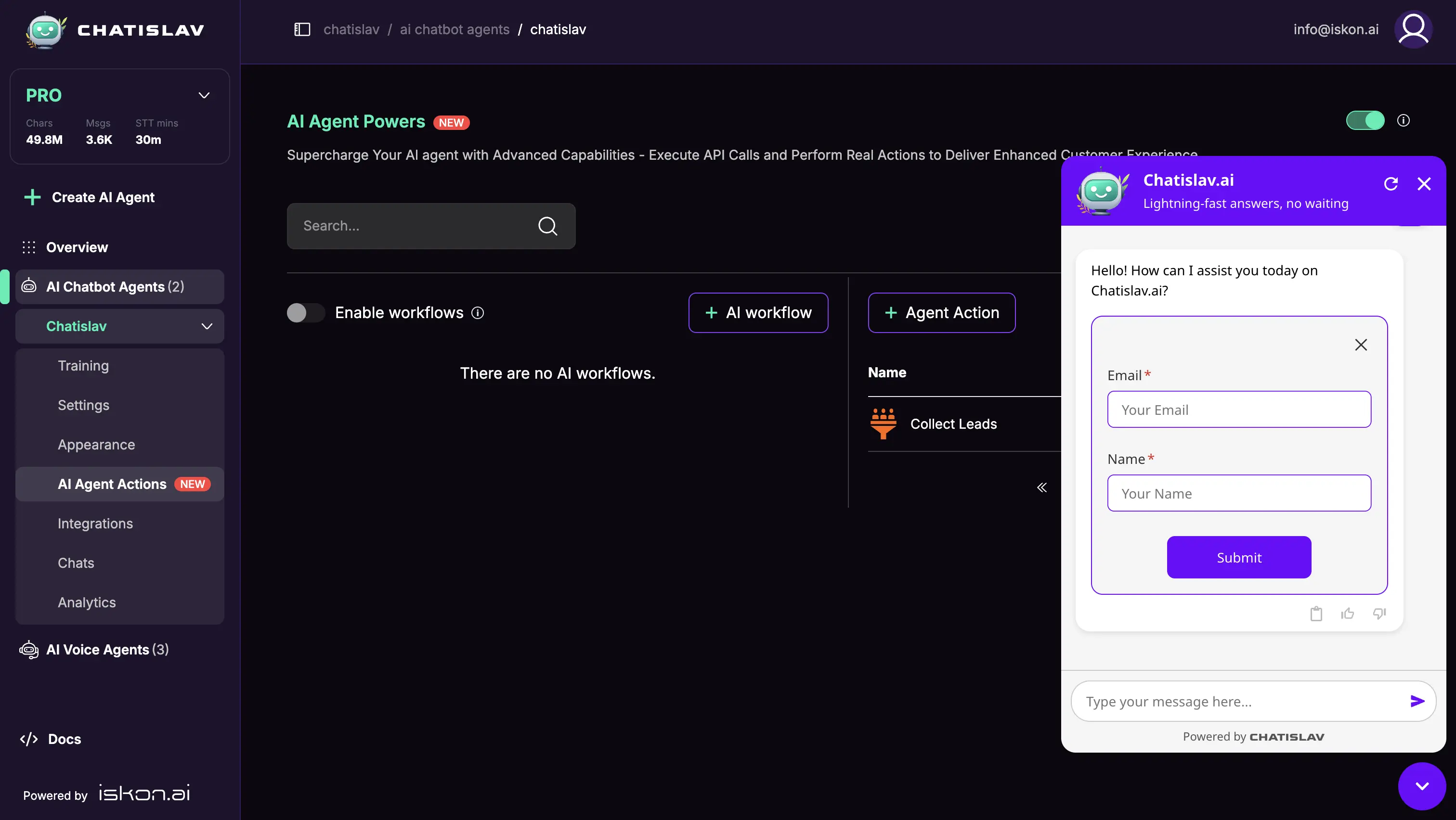 Lead collection preview in chat