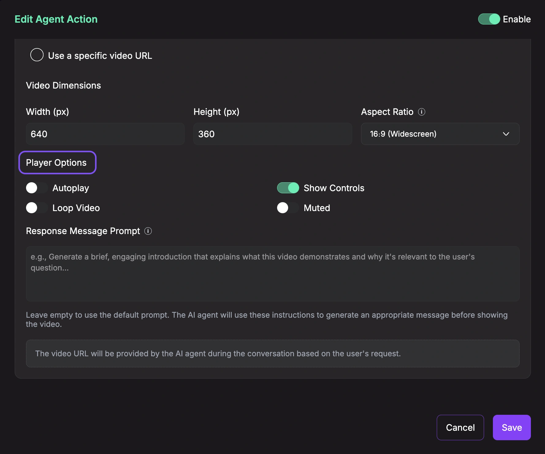 Player Options Configuration