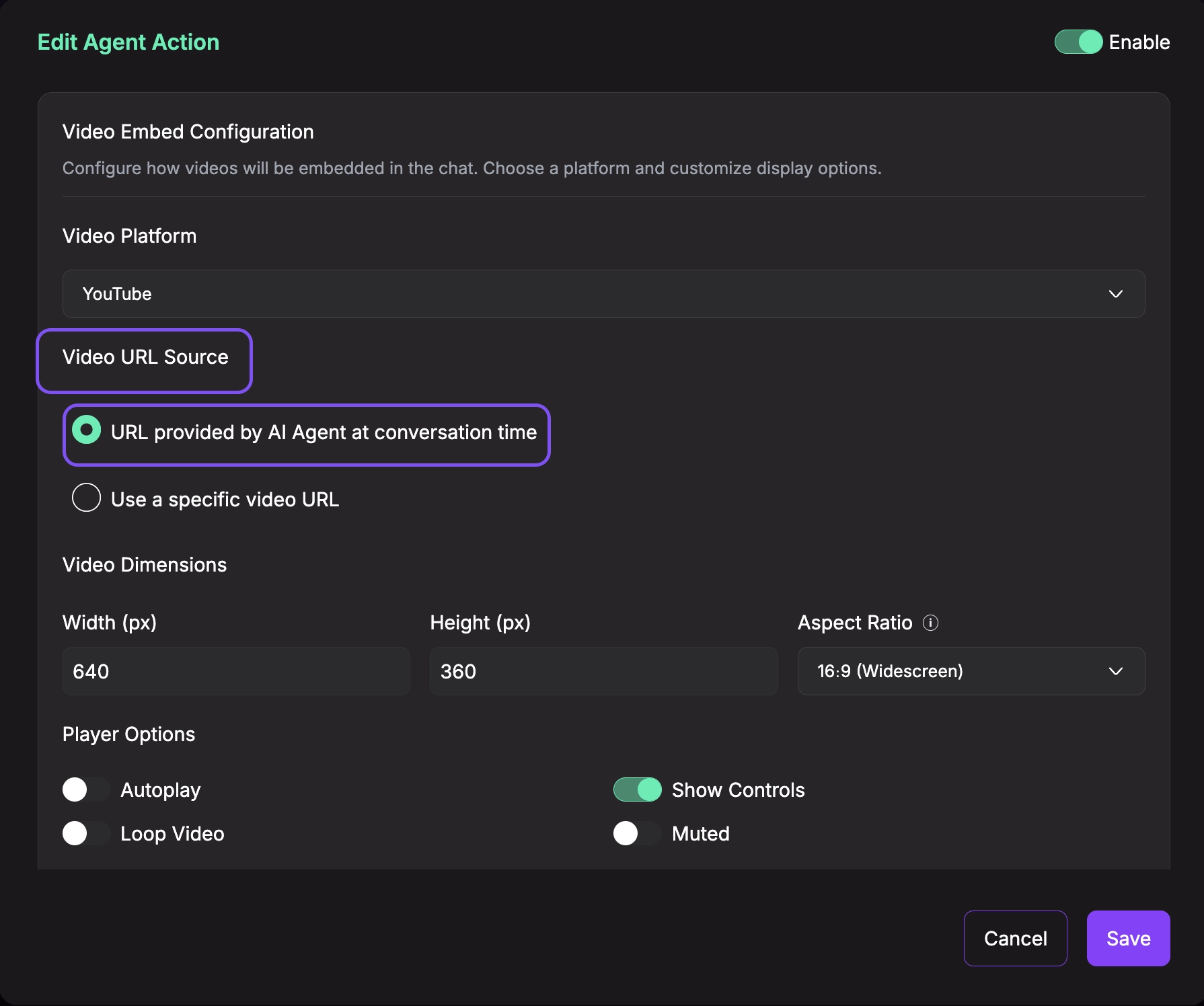 Video URL from AI Agent