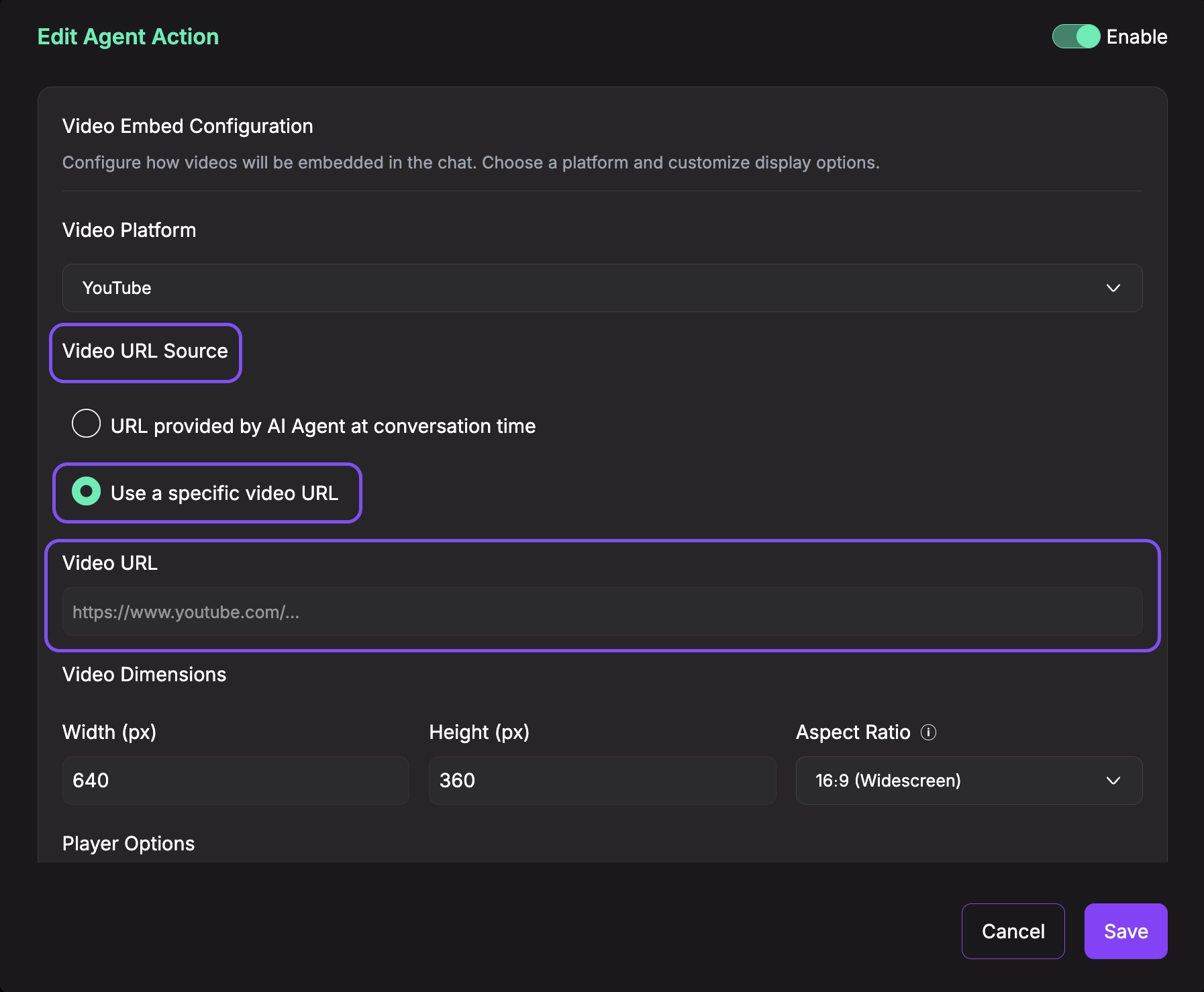 Video URL from Configuration