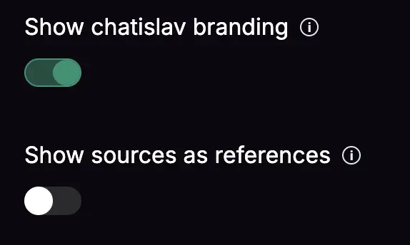 display branding and sources settings