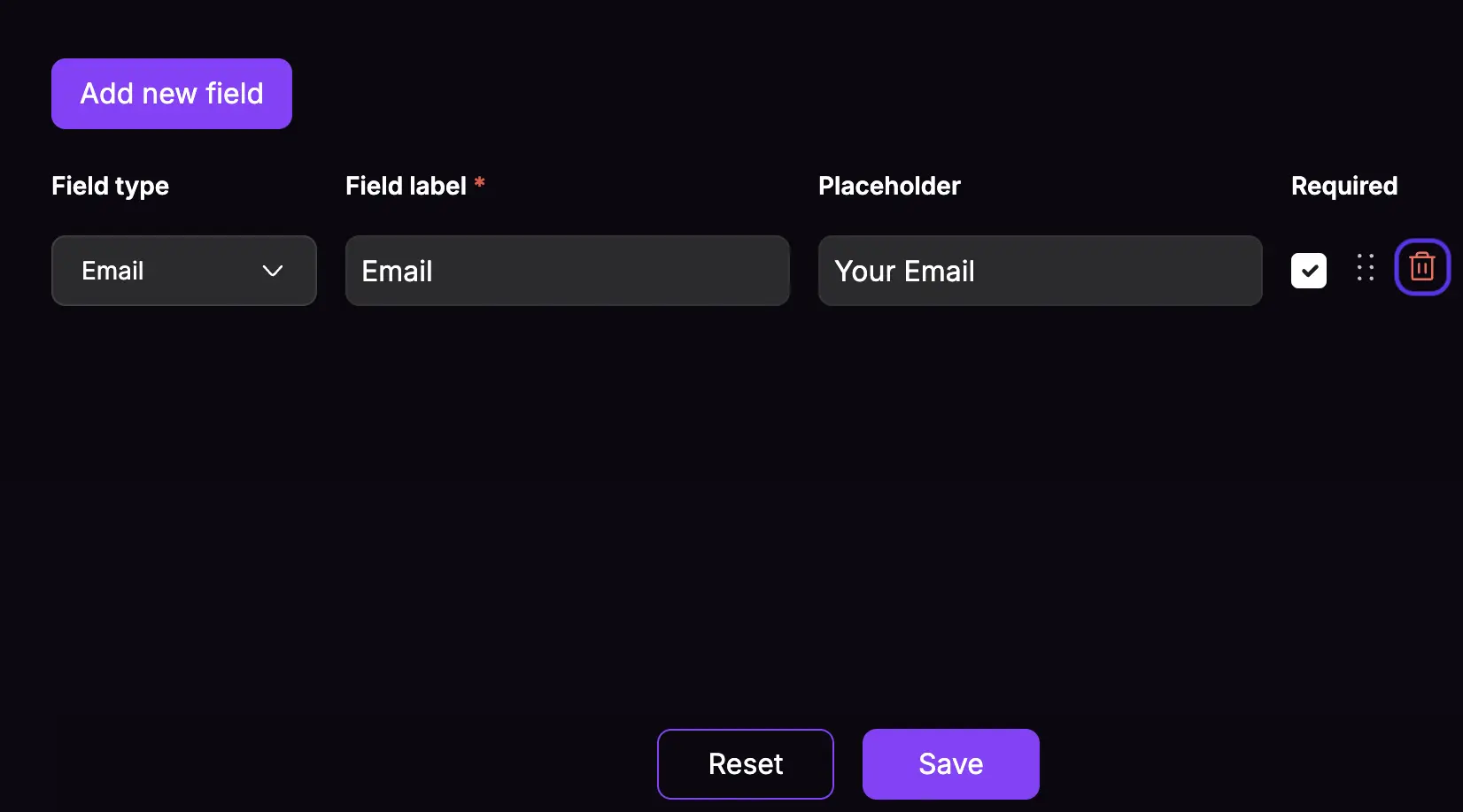 lead capture fields delete