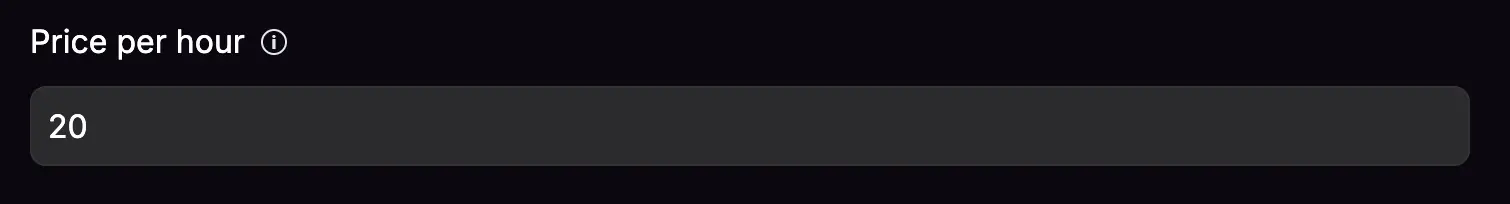 price per hour